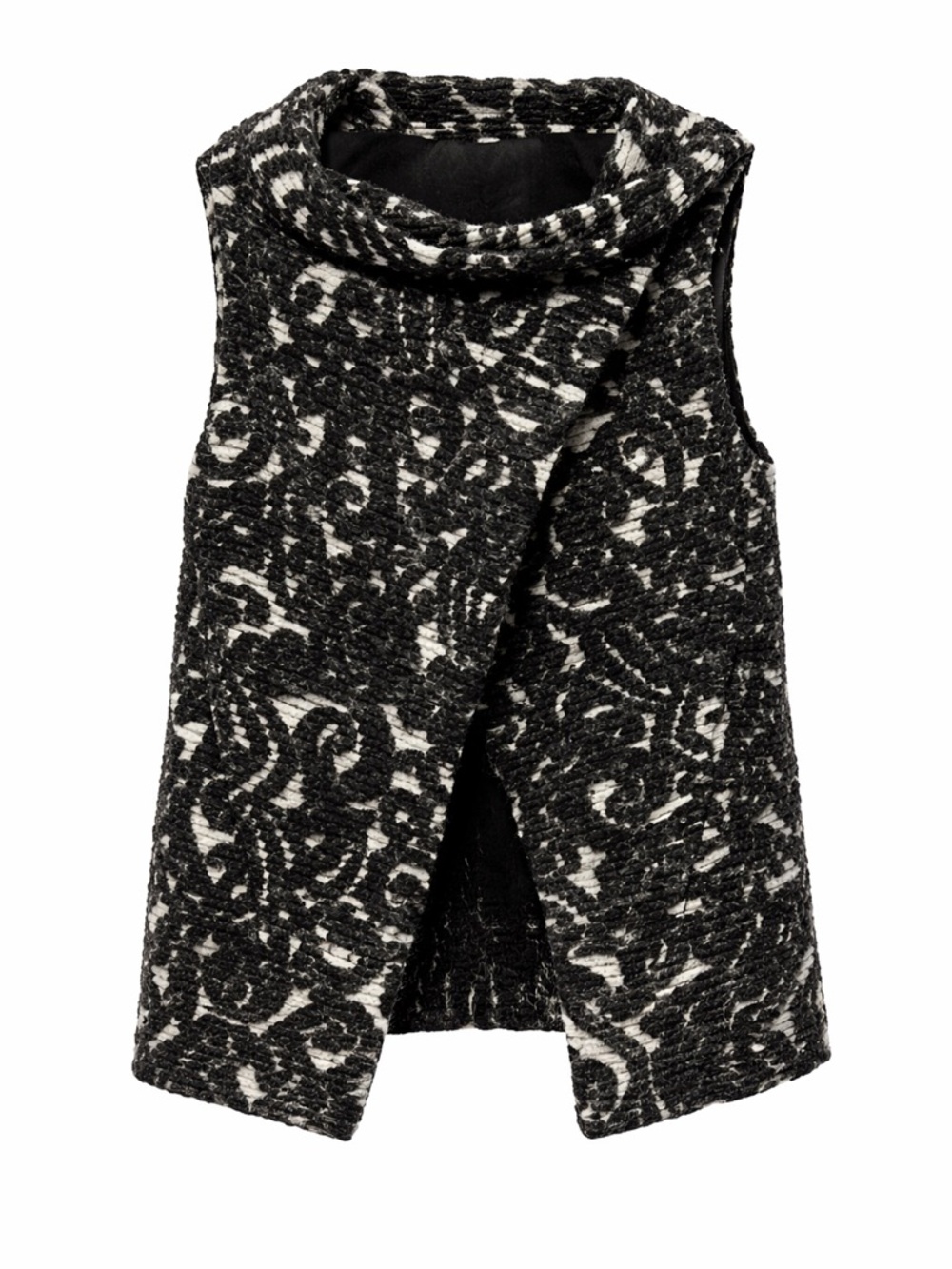 Zara Basic Wool Blend Swirl Pattern Asymmetric Vest size Small - Picture 1 of 7